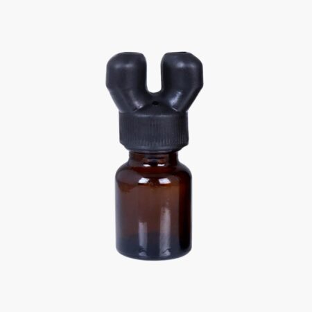 Soft black silicon Silicon Poppers Sniffer Cap with brown glass small bottle.